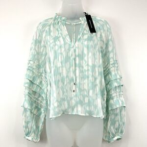 BCBGMaxazria Top Women's XXS Eggshell Blue NWT Fairy Boho Dainty‎ Sheer